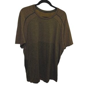 Lululemon Jersey TShirt Mens Large Gold Black Textured‎ XL Short Sleeve